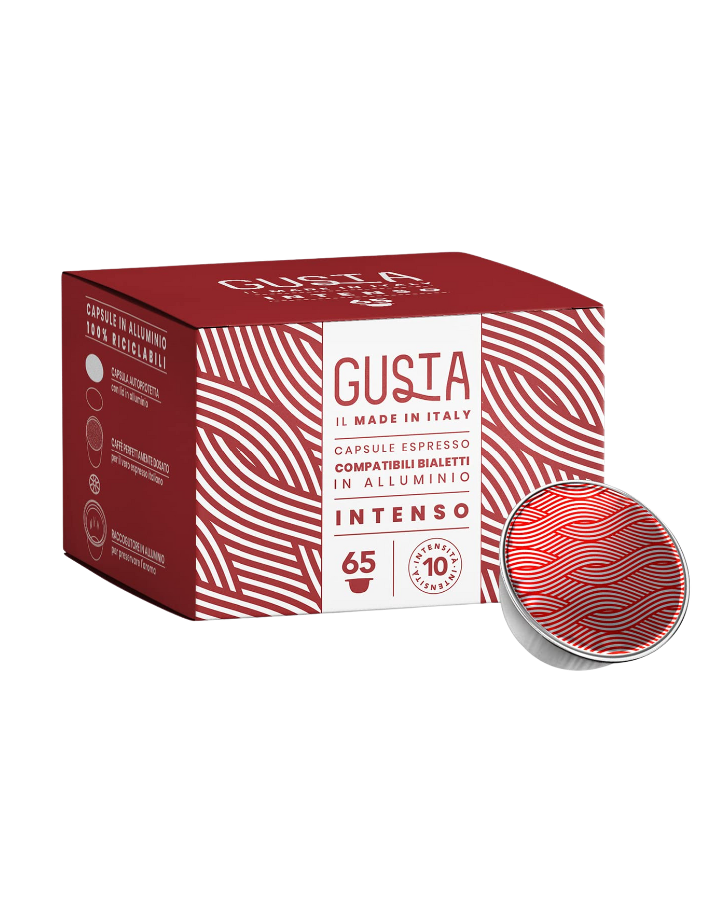 BIALETTI COMPATIBLE GUSTA 65 CAPSULES BORDEAUX